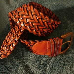 TALBOTS Wide Woven Leather Belt